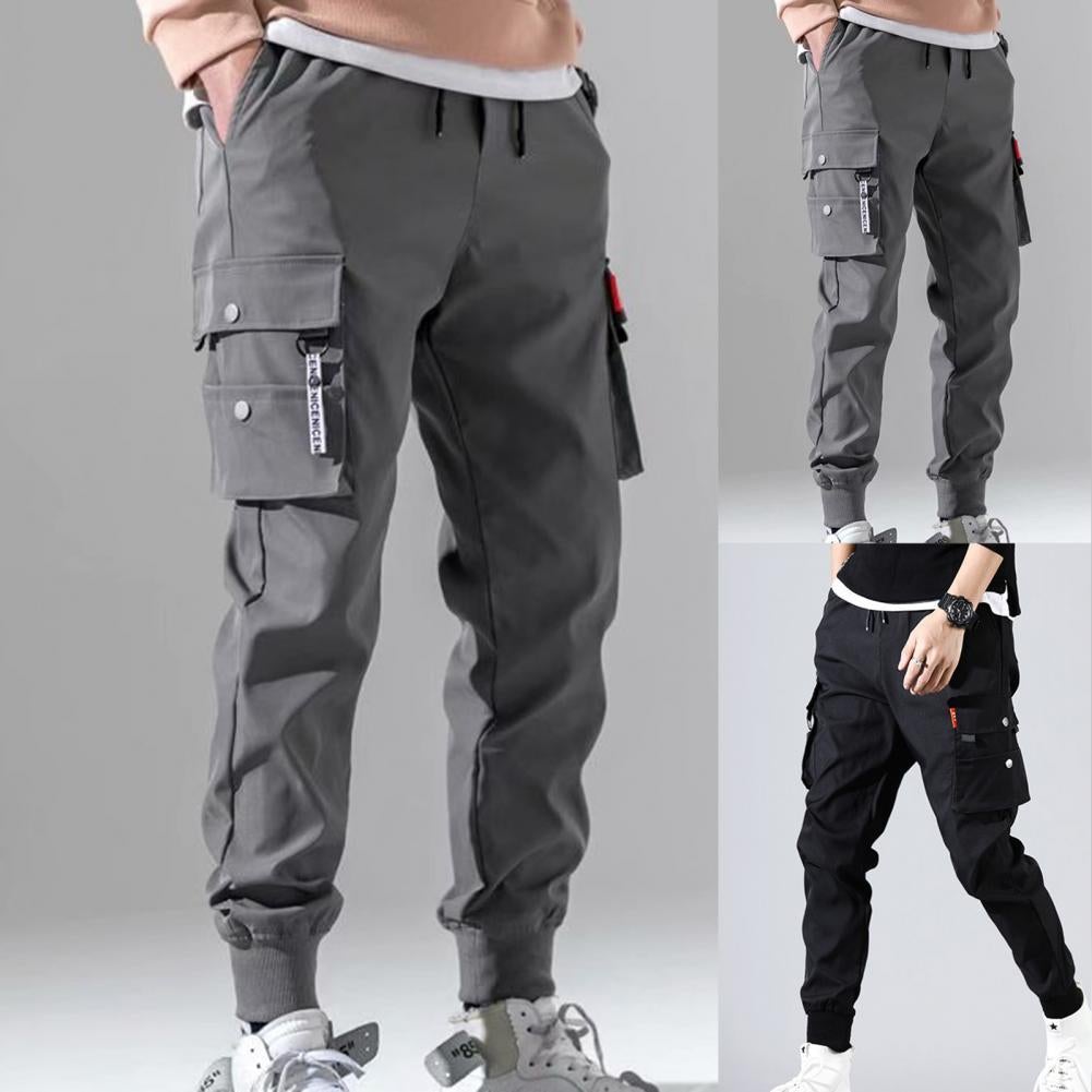 Solid Multi-pocket Cargo Pants 